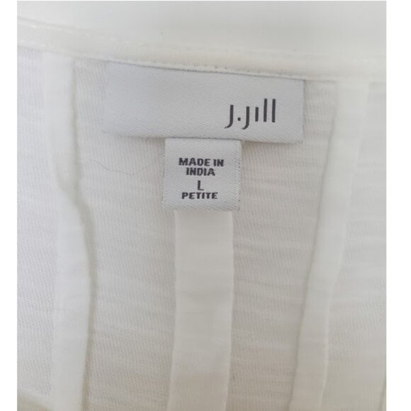 J. Jill White 3/4 Sleeve Tunic Tee w/ Embroidered Front Overlay - Size PL - Picture 7 of 9